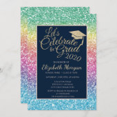 Glitter Colorful Gradup Afstuderen Kaart (Voorkant / Achterkant)