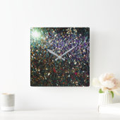 Glitter comet & sterren vierkante klok (Huis)