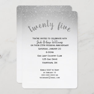 glitter confetti 25th bruiloft kaart