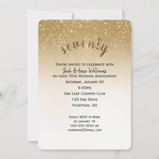 glitter confetti 70ste trouwdag kaart (Voorkant)