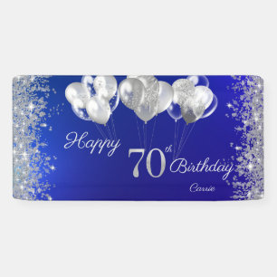 Glitter Confetti Ballonnen Navy Blauwe 70e Verjaar Spandoek