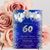 Glitter Confetti Balloons Navy Blue 60e Verjaardag Kaart