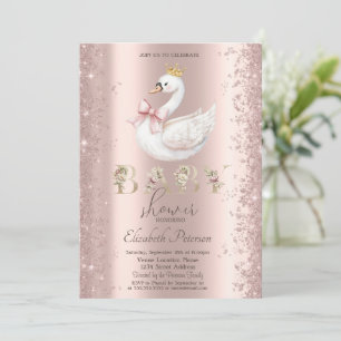 Glitter Confetti Bloemrijke Zwaan Boog Baby Shower Kaart