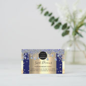 Glitter Confetti Blue Navy Drivers omhuld Visitekaartje (Staand voorkant)