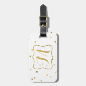 Glitter Confetti Dot Pol Monogram Bagagelabel (Voorkant verticaal)