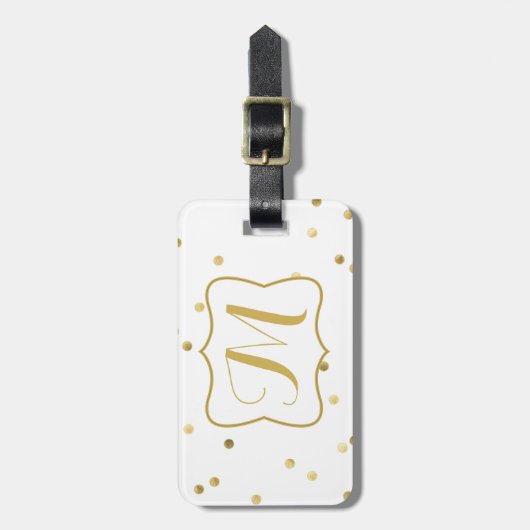 Glitter Confetti Dot Pol Monogram Bagagelabel (Voorkant verticaal)