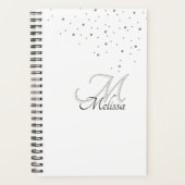 Glitter Confetti en Faux Ingegraveerd Zilver Monog Planner (Voorkant)