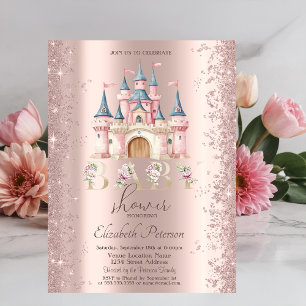 Glitter Confetti Frame Chic Kasteel Baby Shower Kaart