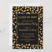 Glitter Confetti Graduparty voor zwart en goud Kaart (Voorkant)