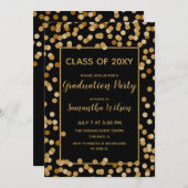 Glitter Confetti Graduparty voor zwart en goud Kaart (Voorkant / Achterkant)