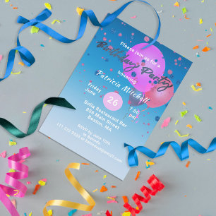 Glitter Confetti op blauwe roze ballonnen van afge Kaart