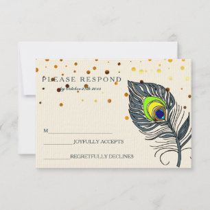 Glitter Confetti Peacock Feather Blue RSVP
