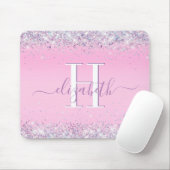 Glitter Confetti Pink Monogram Muismat (Met muis)