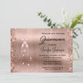 Glitter confetti quinceanera uitnodiging (Staand voorkant)