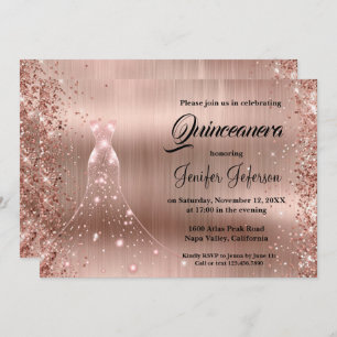 Glitter confetti quinceanera uitnodiging