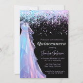 Glitter confetti Quinceanera uitnodiging (Voorkant)