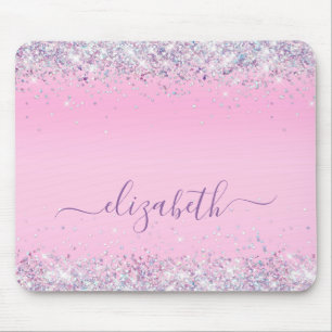 Glitter Confetti Roze Gepersonaliseerde Muismat