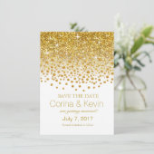 Glitter Confetti Shower Bewaar de datum goud wit Save The Date (Staand voorkant)