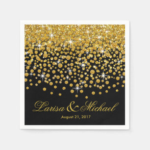 Glitter Confetti Shower   goudzwart Servetten