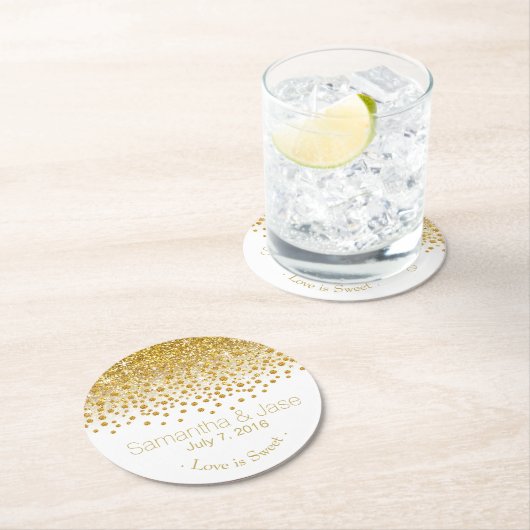 Glitter Confetti Shower Party | goudwit Ronde Kartonnen Onderzetter (Insitu)