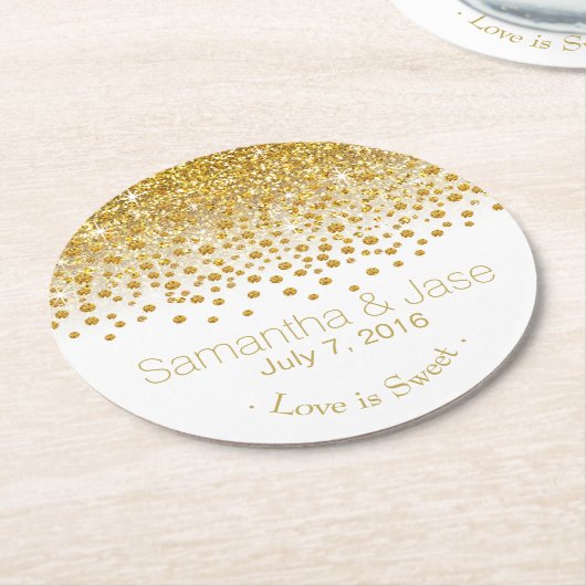 Glitter Confetti Shower Party | goudwit Ronde Kartonnen Onderzetter (Gebogen)