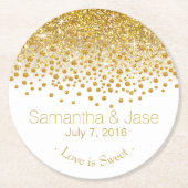 Glitter Confetti Shower Party | goudwit Ronde Kartonnen Onderzetter (Voorkant)