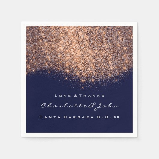 Glitter Copper Blue Navy White Servet (Voorkant)