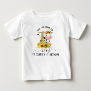 Glitter Cow - Zonnebloemen 1e verjaardag T Shirt