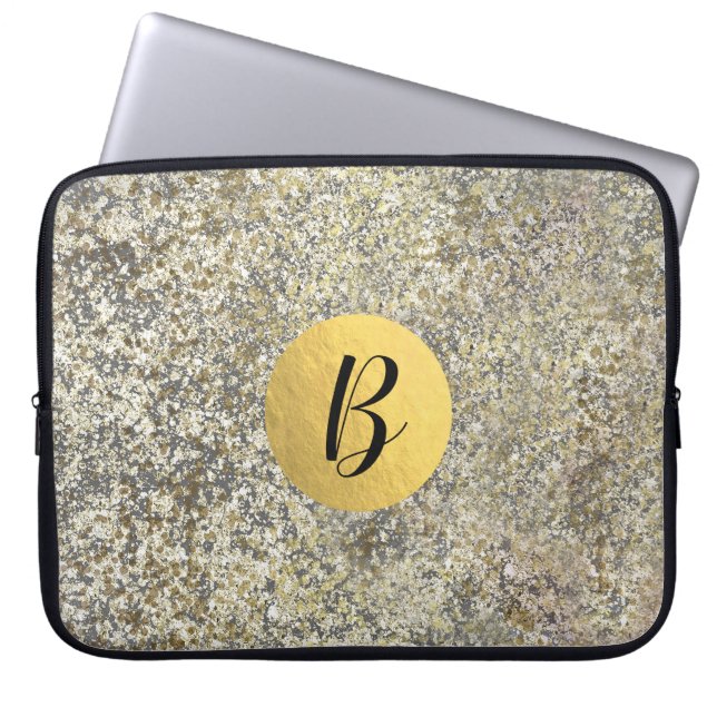 Glitter Crackle Moderne Chic Glam Sparkle Laptop Sleeve (Voorkant)