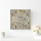 Glitter Crackle Moderne Chic Glam Sparkle Vierkante Klok (Huis)