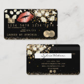 Glitter Credit Debit Card styling Glitter Gold lip Visitekaartje (Voorkant / Achterkant)