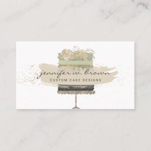 Glitter crème Floral Cake Bakery Dessert Visitekaartje (Voorkant)