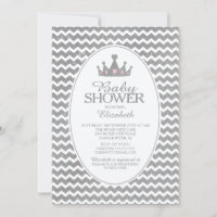 Glitter Crown Princess Baby shower Uitnodiging