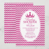 Glitter Crown Princess Baby shower Uitnodiging (Voorkant / Achterkant)