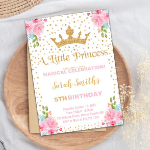 Glitter Crown Princess Birthday-uitnodigingen Kaart