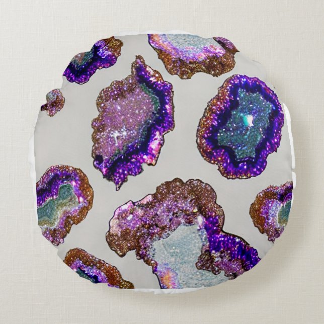 Glitter Crystal Geode Pillow Rond Kussen (Voorkant)