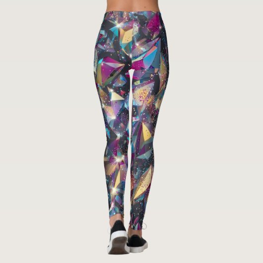 Glitter Crystal Shards Pattern – Sparkling Faceted Leggings (Achterkant)