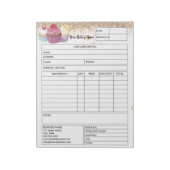Glitter Cupcake Bakery Sales Form Receive Factuur Notitieblok (Gedraaid)