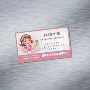 Glitter Cute Schoonmaakster QR-code Huishoudelijke Magnetisch Visitekaartje