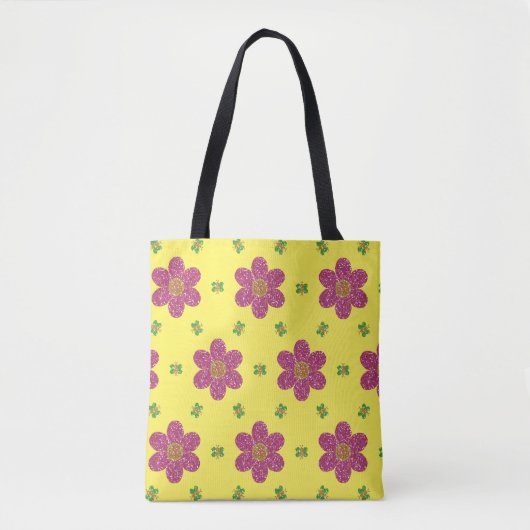Glitter Daisies en Butterflies Pattern Draagtas (Voorkant)