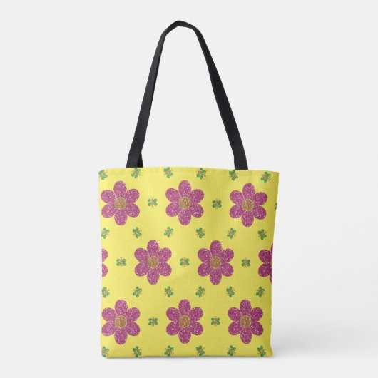 Glitter Daisies en Butterflies Pattern Draagtas (Achterkant)