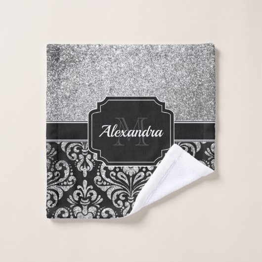 Glitter Damask Bad Handdoek (Wasdoekje)