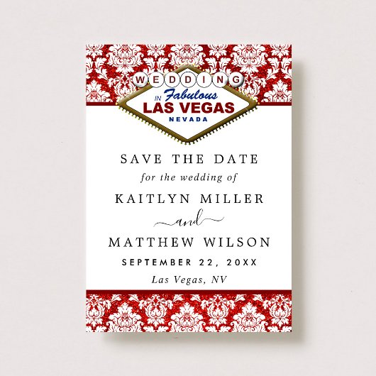 Glitter Damask Las Vegas Wedding Save the Date