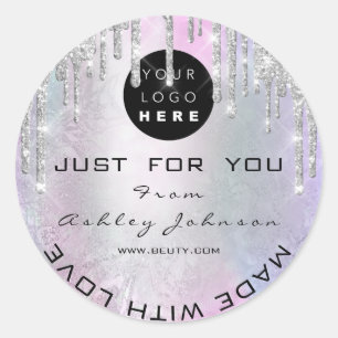Glitter Dank Logo gemaakt met Love Silver Spark Ronde Sticker