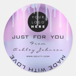 Glitter Dank Logo Holograaf gemaakt Blauw Paars Ronde Sticker