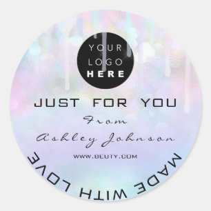 Glitter Dank Logo Holograaf gemaakt Pastels Blauw Ronde Sticker