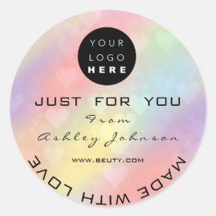 Glitter Dank Logo Holograaf Unieke roze harten Ronde Sticker