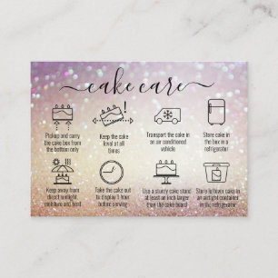 Glitter Dank u Cake Care Instructies Visitekaartje