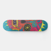 Glitter Day of the Dead Sugar Skull Tattoo Design Skateboard (Horizontaal)