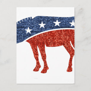 glitter democraat donkey briefkaart